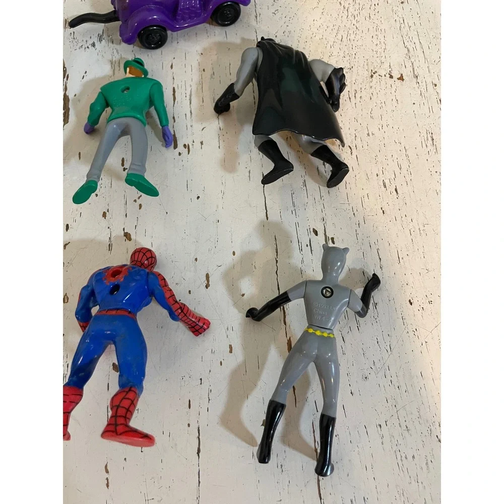 Vintage DC Marvel Action Figure Lot Batman Spider-Man Batgirl‎ Riddler 90s Toys